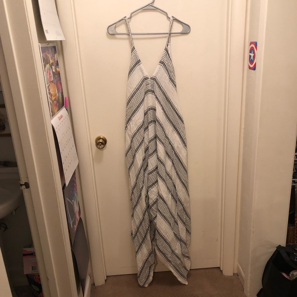 World Market Romper Gray and White Harem